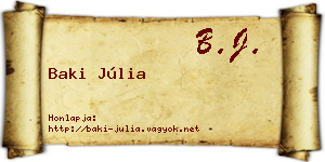 Baki Júlia névjegykártya